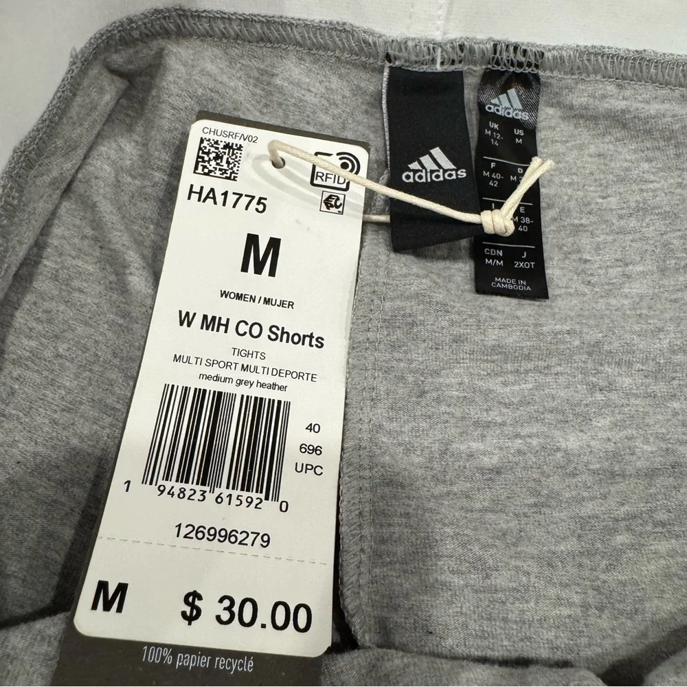 NWT Adidas Women's Biker Shorts Must Haves 3-Stripe Short Tights‎ Grey Medium